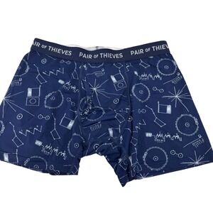 Pair of Thieves Men's Boxer Briefs Blue White Science Pattern Print Medium